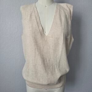 Premium 100% Australian Wool Vest - Oatmeal V-Neck Sweater Tank